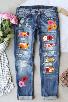Women's Jeans Daisy Patchwork Straight Jeans