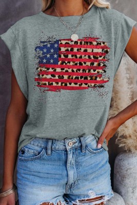 Women's T-shirts Leopard Flag T-shirt