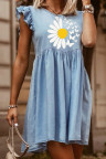 Women's Dresses Ruffled Trim Daisy Mini Dress