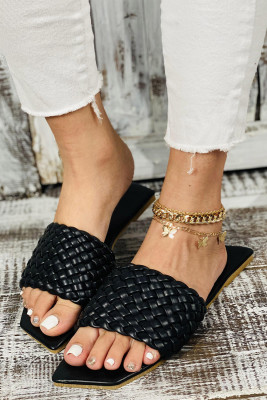 Flat-heel Braided Lattice Slippers