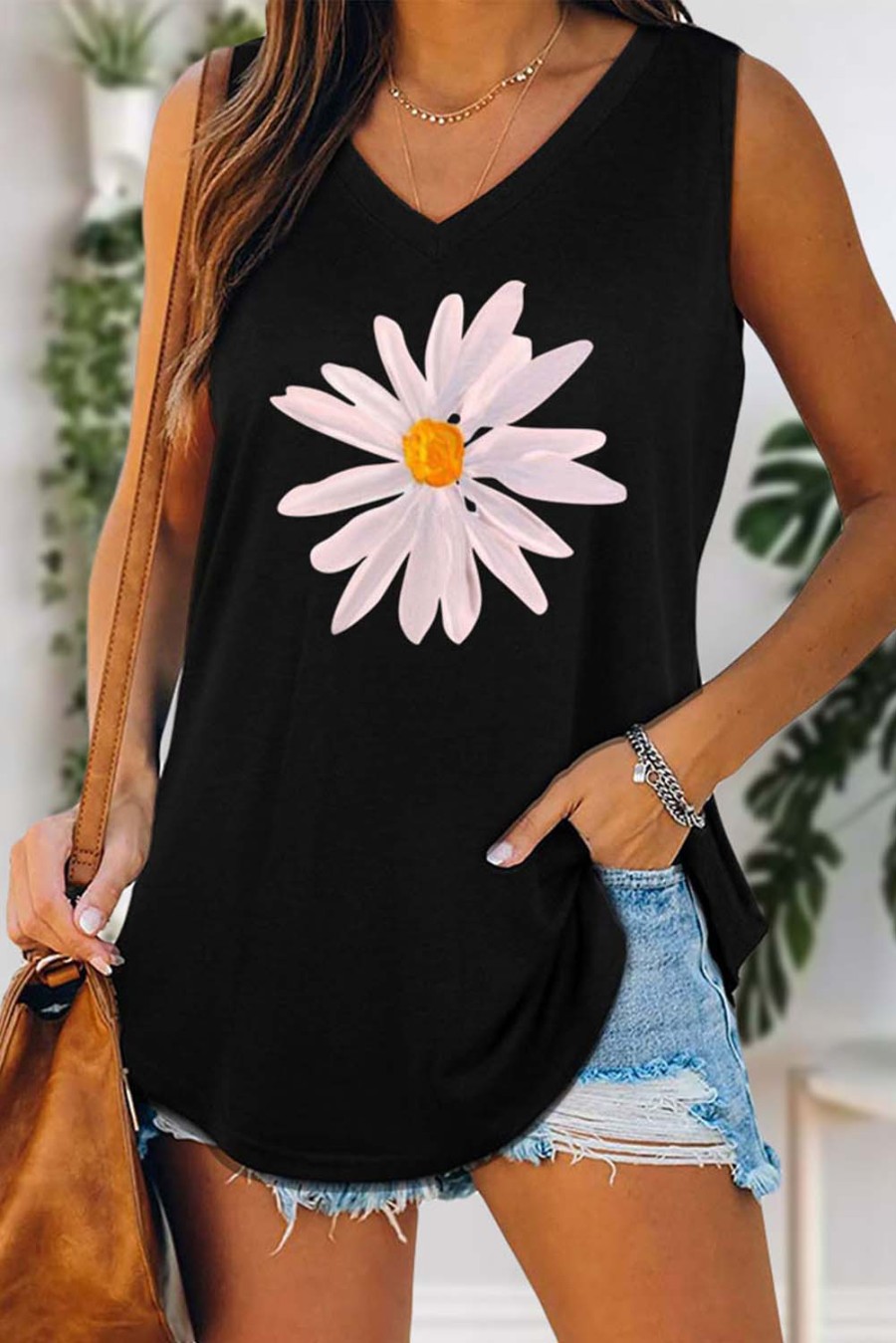 Women's Tank Tops Daisy Print Top
