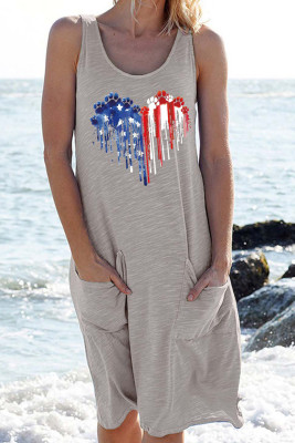 Women's Dresses Flag Heart Pockets Mini Dress