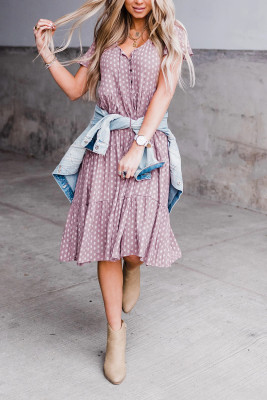 Purple Floral Tiered Flowy Midi Dress