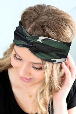 Green Camo Twist Sports Yoga Headband