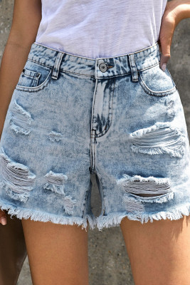 Women's Shorts Flag Ripped Raw Hem High Waist Denim Shorts