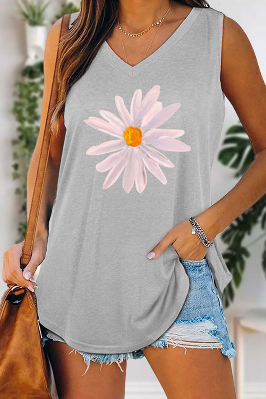 Women's Tank Tops Daisy Print Top