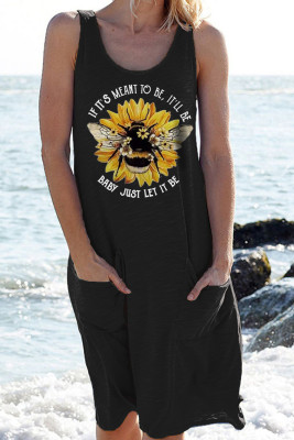 Women's Dresses Sunflower Bee Letter Tank Mini Dress