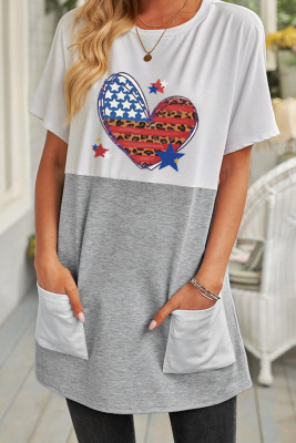 Women's T-shirts Flag Heart-shaped T-shirt