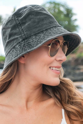 Gray Washed Retro Korean Bucket Hat