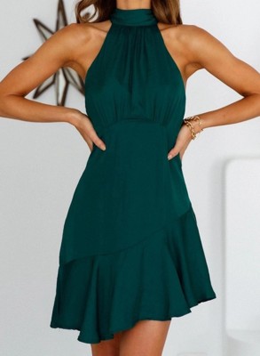 Women's Dresses Satin Ruffle Mini Dress