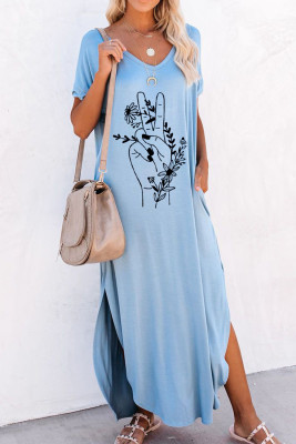 Women's Dresses Floral Finger Split Hem Maxi Dress