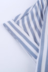 Blue Short Sleeve Buttoned Striped Print Blouse