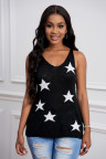Black Star Print Racerback V Neck Tank Top