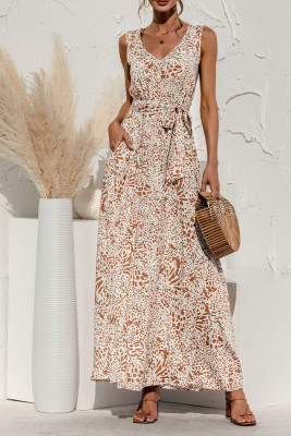 Women's Dresses Leopard Belted Maxi Dress