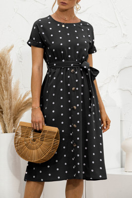 Women's Dresses Polka Dot Belted Mini Dress