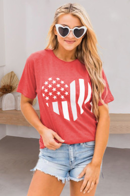 American Flag Heart Print Graphic Tee
