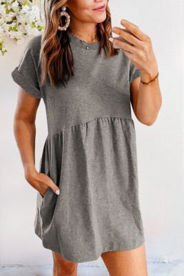 Cotton Blend Empire Waist T-shirt Mini Dress
