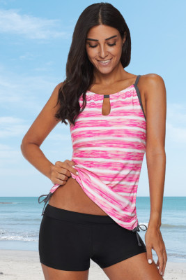 Rosy Striped Tankini Swimwear