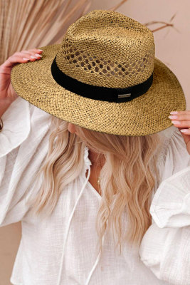 Brown Solid Band Decor Straw Hat