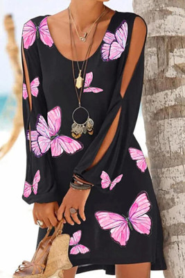 Women's Dresses Butterfly Print Cold Shoulder Mini Dress