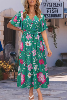 Women's Dresses Floral Print Belted Maxi Dress