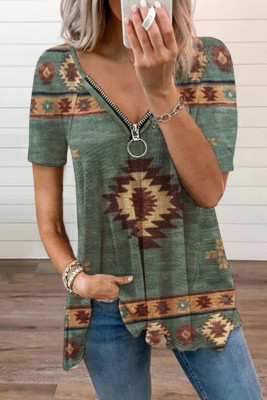 Women's T-shirts Geometric Feather Print T-shirt