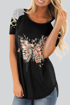 Women's T-shirts Floral Butterfly Leopard T-shirt