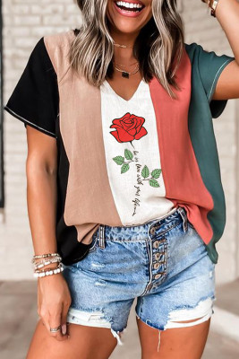 Women's T-shirts Floral Colorful Striped T-shirt