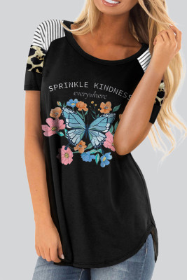 Women's T-shirts Butterfly Floral Leopard Print T-shirt