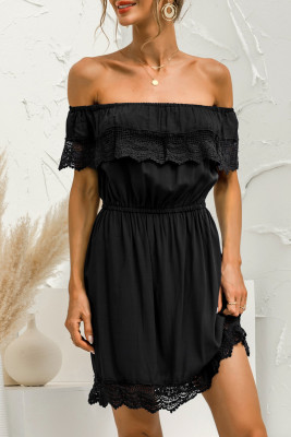 Women's Dresses Lace Trim Off Shoulder Mini Dress