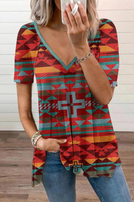 Women's T-shirts Geometric Tribal Print T-shirt