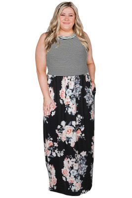 Plus Size Floral & Stripes Maxi Dress