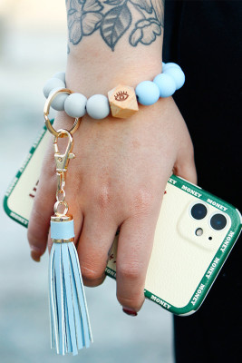 Sky Blue Tassel Key Ring