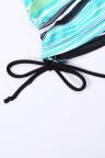 Greenish Stripes Strappy Tankini Swimsuit Top