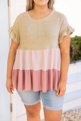 Ruffled Colorblock Babydoll Plus Size Top