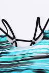 Greenish Stripes Strappy Tankini Swimsuit Top