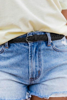 Black Casual Fashion All-match Braided Belt