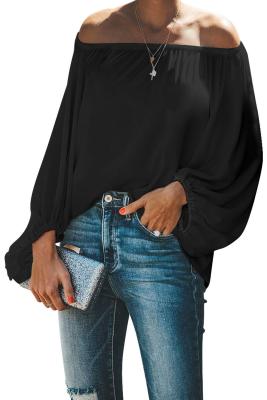 Black Elastic Neck Off Shoulder Top