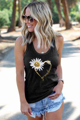 Black Printed Graphic Tank Top