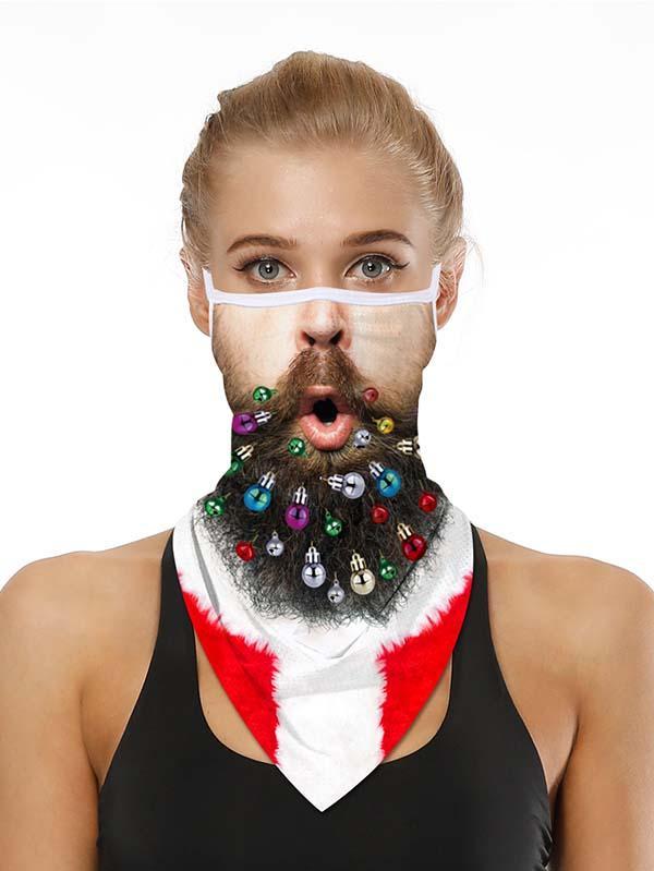 Unisex Windproof Novelty Christmas Print Earloop Face Shield Bandana