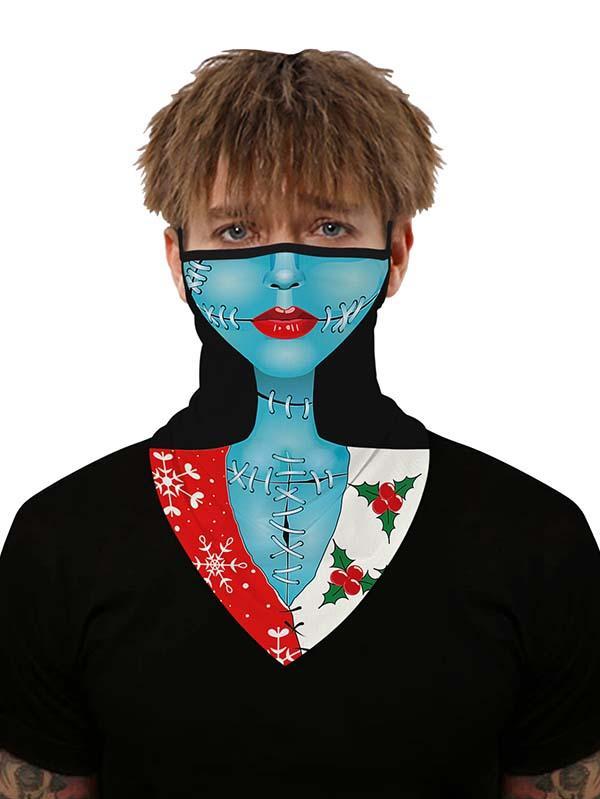 Unisex Windproof Novelty Christmas Print Earloop Face Shield Bandana