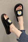 Women's Slip On Daisy Print Beach Slide Summer Sandals