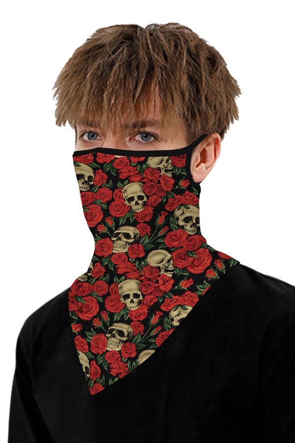 Sports Skull Face Shield Bandanas Running Neck Gaiter With Earloops