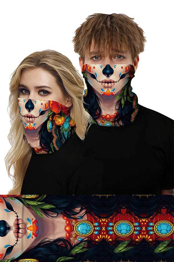 Unisex Outdoor Sports Multifunctional Neck Gaiter Windproof Skull Face Shields