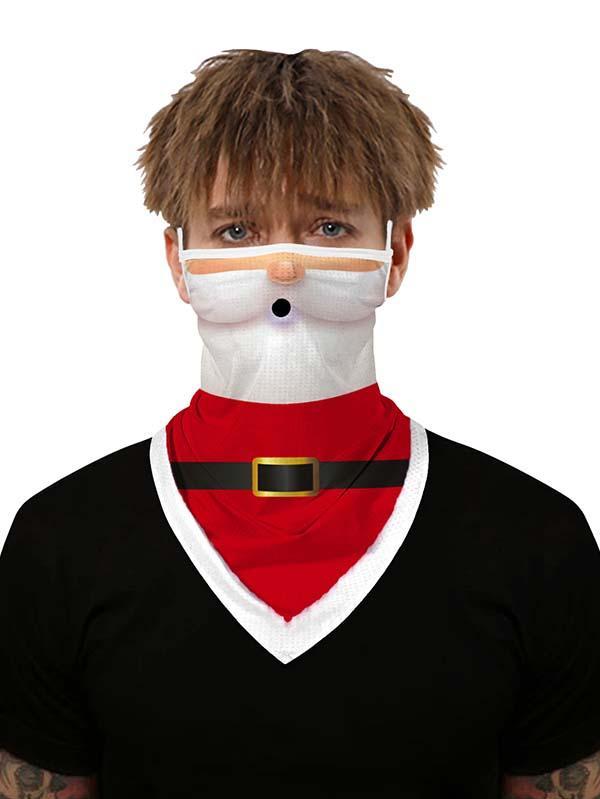Unisex Windproof Novelty Christmas Print Earloop Face Shield Bandana