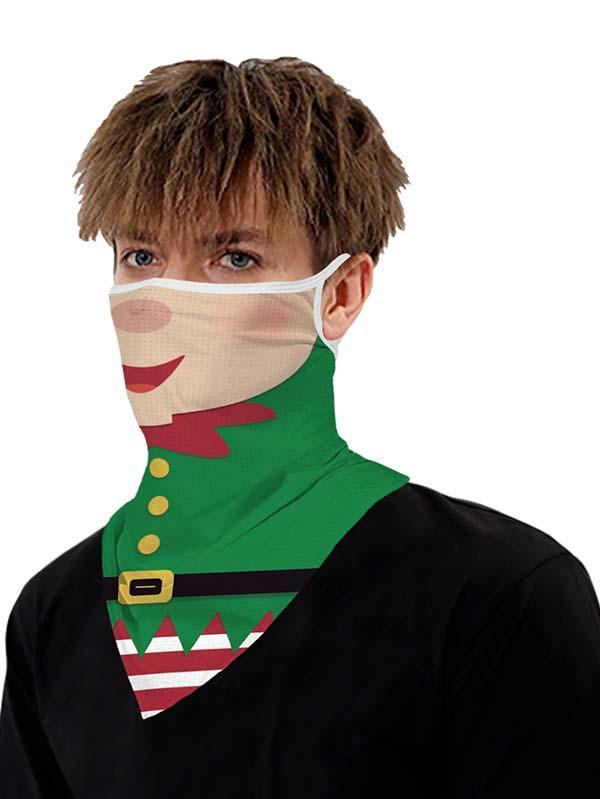 Unisex Windproof Novelty Christmas Print Earloop Face Shield Bandana