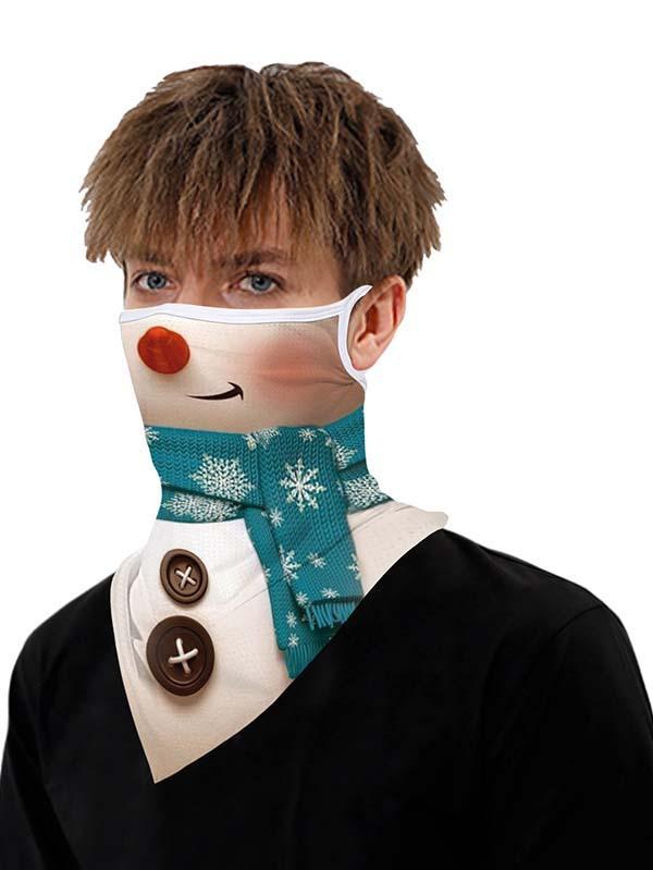 Unisex Windproof Novelty Christmas Print Earloop Face Shield Bandana