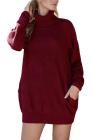 Women's Loose Oversize Turtleneck Wool Long Pullover Sweater Dress