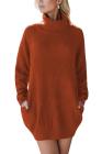 Women's Loose Oversize Turtleneck Wool Long Pullover Sweater Dress