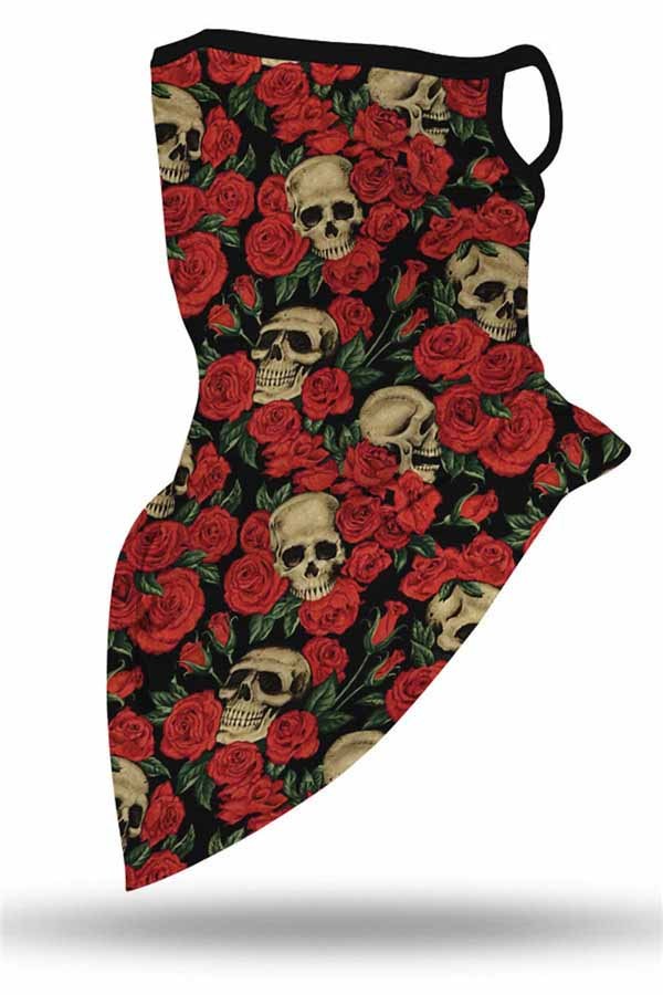 Sports Skull Face Shield Bandanas Running Neck Gaiter With Earloops